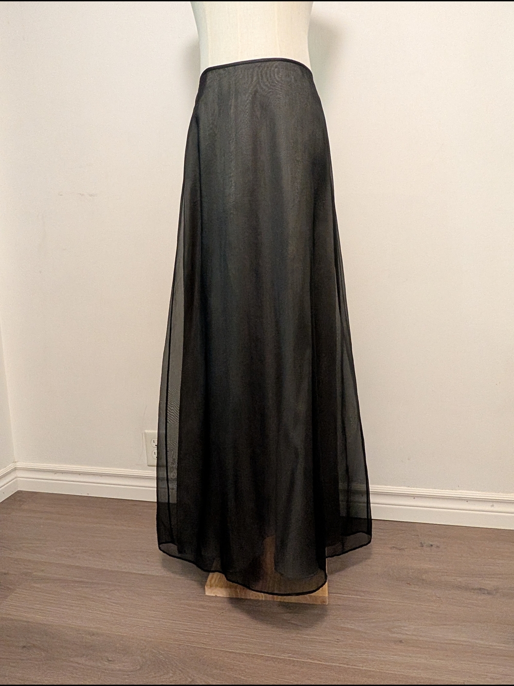 Laundry By Shelli Segal Black Sheer Silk Maxi Skirt - Flowing Layered Design